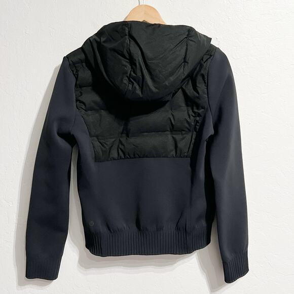 Lululemon Jacket Sz 8 Medium Down and Around Hood Black Fitted Stretch - Picture 3 of 10
